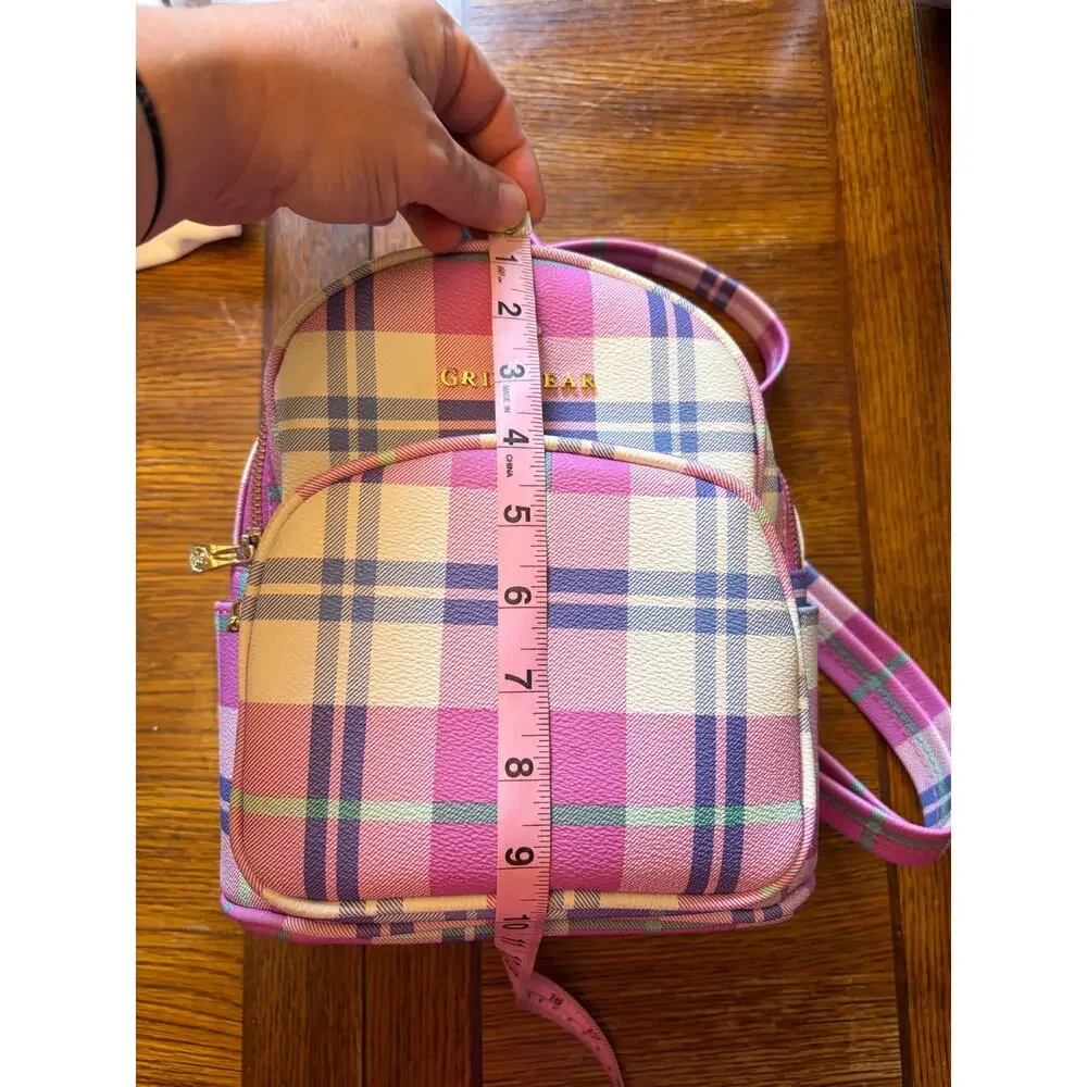 Circus by Sam Edelman Grid Bear Pink Plaid Mini Backpack Tartan Cute New